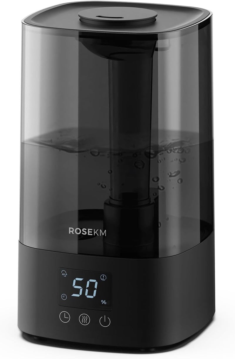 Rosekm Automatic Humidifiers for Bedroom Large Room, 4.5L Cool Mist Humidifier for Home & Plant with Timer & Humidity Sensor, Last Up to 18H on High Setting, Auto Shut-Off, 360° Nozzle (Black) - Image 1